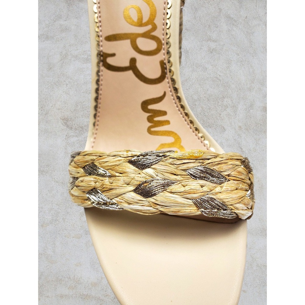 NWT Sam Edelman Yoana Sand Raffia Block Heel Ankle Strap Sandals Womens 10M - Picture 9 of 9